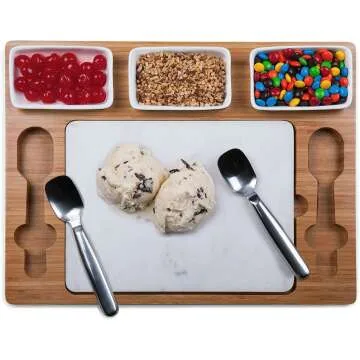 TOSCANA Ice Cream Mixing Set - Marble & Bamboo
