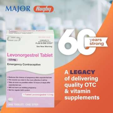 Rugby Levonorgestrel 1.5 mg Tablet - Emergency Contraceptive Tablet for Women - One Tablet. One Step...