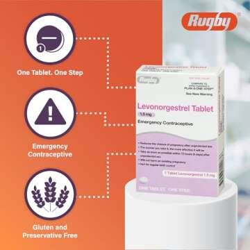 Rugby Levonorgestrel 1.5 mg Tablet - Emergency Contraceptive Tablet for Women - One Tablet. One Step - 1-Pack