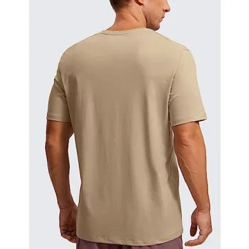 CRZ YOGA Men's Soft Cotton Polyester Tee - Breathable & Stylish