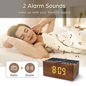 ANJANK Digital LED Alarm Clock with FM Radio and Charger