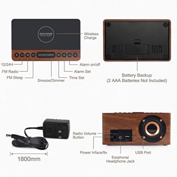 ANJANK Digital LED Alarm Clock with FM Radio and Charger