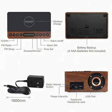 ANJANK Digital LED Alarm Clock with FM Radio and Charger