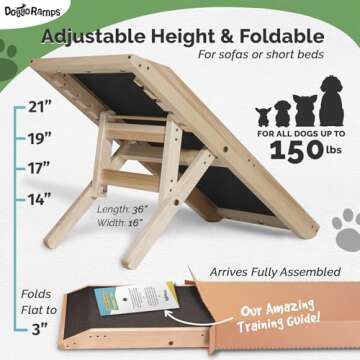 Premium Dog Ramp for Couch - Adjustable Solid Maple Design