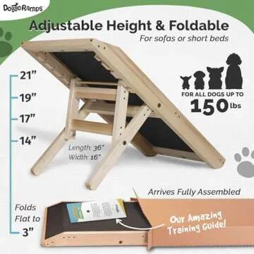 Premium Dog Ramp for Couch - Adjustable Solid Maple Design
