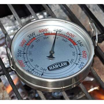 Man Law BBQ Products MAN-T752A Mechanical Gauge Series Grill Surface Thermometer, Large, Stainless Steel