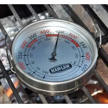 Man Law BBQ Products MAN-T752A Mechanical Gauge Series Grill Surface Thermometer, Large, Stainless Steel