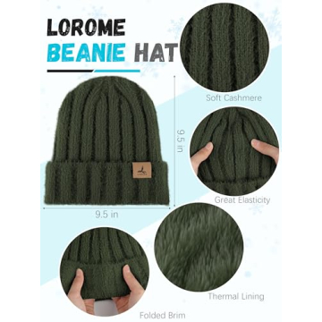 Army Green Winter Beanie Hat Scarf Gloves, Warm Fleece Knit Hat Long Scarf Neck Warmer Touch Screen ...