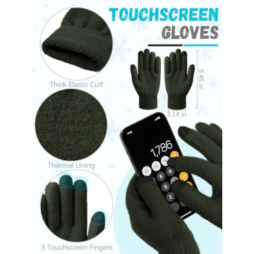 Stylish Army Green Winter Hat Scarf Gloves Set