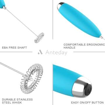 Milk Frother, Coffee Frother, Whisk, Upgraded Motor Electric Whisk Durable Low Noise Mini Drink Mixe...