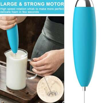 Milk Frother, Coffee Frother, Whisk, Upgraded Motor Electric Whisk Durable Low Noise Mini Drink Mixer Portable Foam Maker For Cold Milk Bulletproof Coffee Latte, Blue