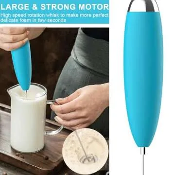 Milk Frother, Coffee Frother, Whisk, Upgraded Motor Electric Whisk Durable Low Noise Mini Drink Mixer Portable Foam Maker For Cold Milk Bulletproof Coffee Latte, Blue