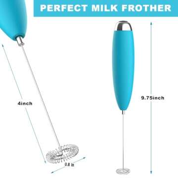 Milk Frother, Coffee Frother, Whisk, Upgraded Motor Electric Whisk Durable Low Noise Mini Drink Mixer Portable Foam Maker For Cold Milk Bulletproof Coffee Latte, Blue