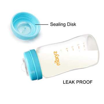 Matyz 6-Pack Breast Milk Storage Bottles (8 Ounce, 3 Colors) - Wide Neck Breastmilk Collection and Storage Bottle - Formula Storage Bottles Compatible with Medela Avent Spectra Pumps