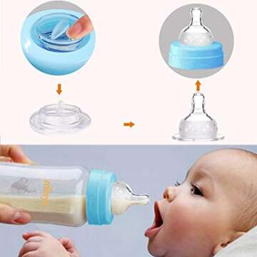 Matyz 6-Pack Breast Milk Storage Bottles (8 Ounce, 3 Colors) - Wide Neck Breastmilk Collection and Storage Bottle - Formula Storage Bottles Compatible with Medela Avent Spectra Pumps