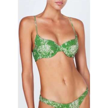 VOLAFA Women's Smocked Push Up Bikini Set for Summer