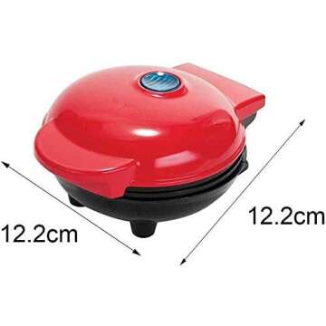 Mini Waffle Maker，for Individual Waffles,Paninis，Easy Clean， Non-Stick Coated Plates, Automatic temperature,Red