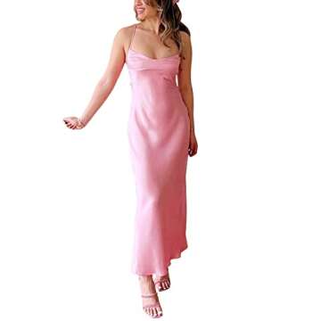 FUFUCAILLM Women's Off Shoulder Satin Tube Top Maxi Dresses Sexy Sleeveless Wedding Guest Party Cock...