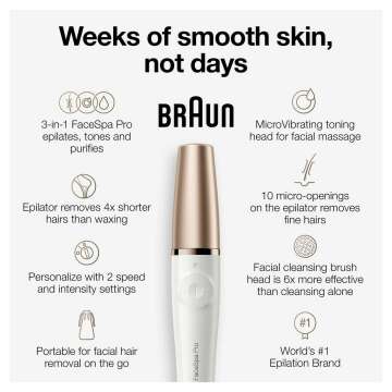 Braun Face Epilator Pro 911 - 3-in-1 Skin Care Device