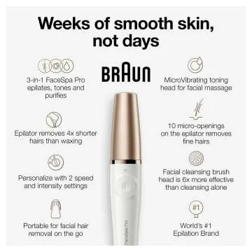 Braun Face Epilator Pro 911 - 3-in-1 Skin Care Device