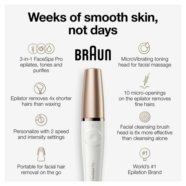 Braun Face Epilator Pro 911 - 3-in-1 Skin Care Device