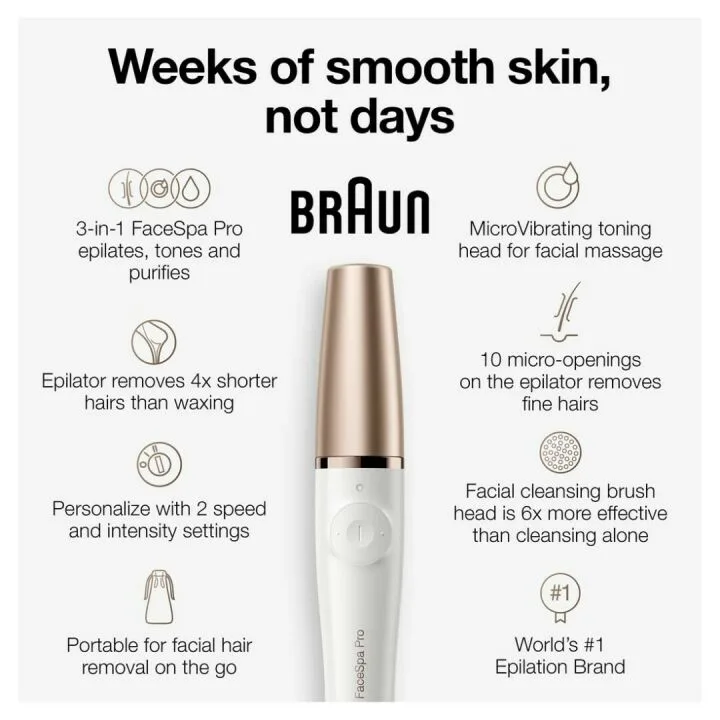 Braun Face Epilator Pro 911 - 3-in-1 Skin Care Device