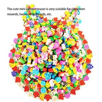 300PCS Mini Fun Erasers for Kids Bulk,Cute Assorted Novelty Pencil Erasers Desk Pets for Kids Party Favors School Student Prizes Gift(300Fruit&Animal)