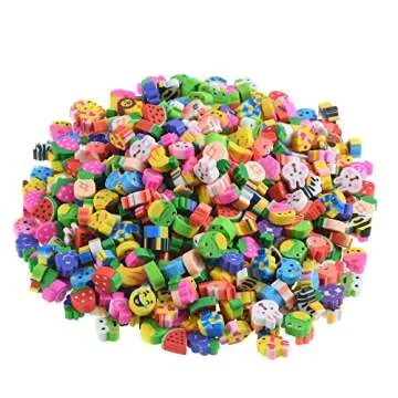 300PCS Mini Fun Erasers for Kids Bulk,Cute Assorted Novelty Pencil Erasers Desk Pets for Kids Party Favors School Student Prizes Gift(300Fruit&Animal)