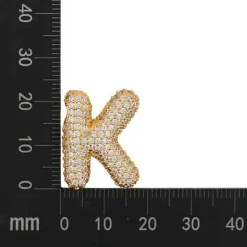 DIOWUS Bubble Letter Necklace Gold for Women，Charm Balloon Initial Letter Pendant Zirconia Inlaid Necklaces Fashion Gifts Jewelry (bubble letter-K)