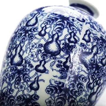 Elegant 13" China Ceramic Vase - Handmade Blue and White