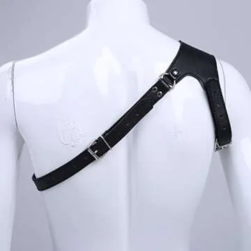 YiZYiF Men's Faux Leather One-shoulder Body Chest Belt Bulldog Harness with Buckles