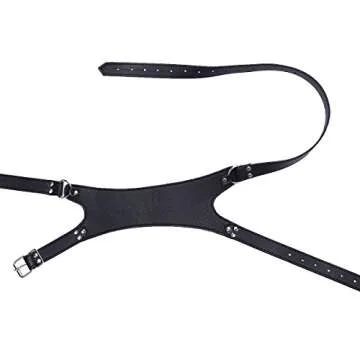 YiZYiF Men's Faux Leather One-shoulder Body Chest Belt Bulldog Harness with Buckles
