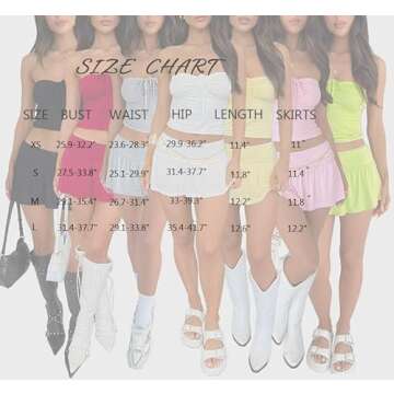 Women 2 Piece Mini Skirts with Short Set Summer Sleeveless Slim Tube Crop Tops Sexy Y2k Going Out Matching Outfits Yellow-S