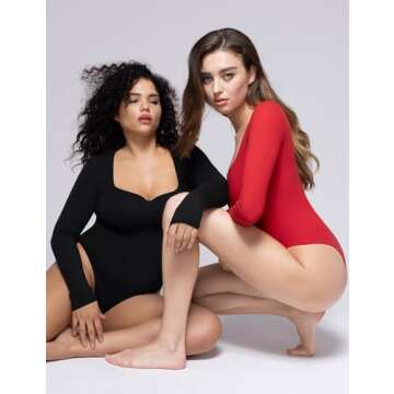 Stylish PUMIEY Black Bodysuit for Women - Sweetheart Neckline