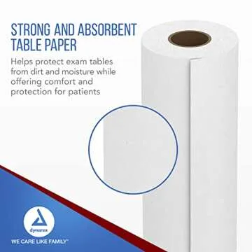 Dynarex 616784448237 Table Paper, Smooth and High-Quality Exam Table Paper, Used in Medical, Massage, and Chiropractic Table to Protect Patient, 21" x 225', Pack of 12