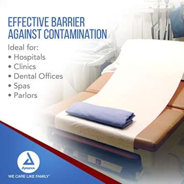 Dynarex 616784448237 Table Paper, Smooth and High-Quality Exam Table Paper, Used in Medical, Massage, and Chiropractic Table to Protect Patient, 21" x 225', Pack of 12