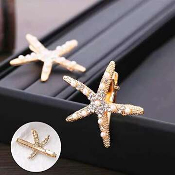 8 Pcs Starfish Hair Clips for Women and Girls - Elegant Accessories