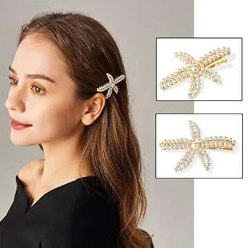 8 Pcs Starfish Hair Clips for Women and Girls - Elegant Accessories