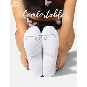 CS CELERSPORT 6 Pack No Show Running Socks For Women With Tab Ankle Athletic Socks, White, Medium