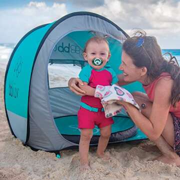 bblüv - Sunkitö - Pop Up Baby Play Tent and Canopy Sun Shelter with SPF 50 + Mosquito Net, Perfect for Infant at The Beach, Park, Camping or Playroom, Folds Flat for Easy Travel, Carry Bag Included