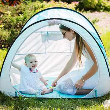 bblüv - Sunkitö - Pop Up Baby Play Tent and Canopy Sun Shelter with SPF 50 + Mosquito Net, Perfect for Infant at The Beach, Park, Camping or Playroom, Folds Flat for Easy Travel, Carry Bag Included
