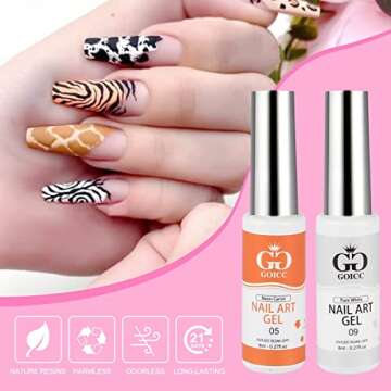 12 Color Nail Art Polish Set with Thin Brush for Easy Design