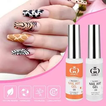 12 Color Nail Art Polish Set with Thin Brush for Easy Design