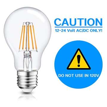 Haian Support Efficient 12V LED Bulb 6W 600Lm - E26/E27 Base - 12-24V AC/DC - 4 Pack - Ideal for Off...
