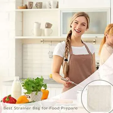 Nut Milk Bag Cloth Strainer for Food, 3 Pack 12" (2 of 12"X12" + 1 of 10") Organic Reusable Kitchen Premium Fine Mesh Cheesecloth, Sprouting, Juicing