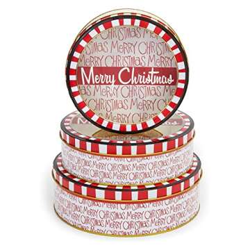 Juvale Holiday Cookie Tins Set of 3 for Christmas Gifts