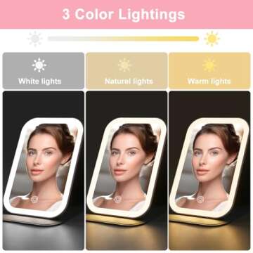 osteplus Travel Makeup Mirror with Lights with 3-Colors Adjustable Brightness,6.18''x 4.13" Portable...