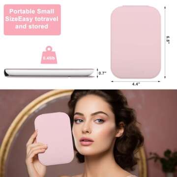 osteplus Travel Makeup Mirror with Lights with 3-Colors Adjustable Brightness,6.18''x 4.13" Portable Makeup Mirror, USB Charging 600mAh with Travel Vanity Mirror with Lights for Girls,Women by Pink