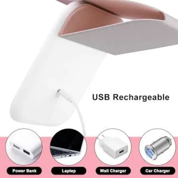osteplus Travel Makeup Mirror with Lights with 3-Colors Adjustable Brightness,6.18''x 4.13" Portable Makeup Mirror, USB Charging 600mAh with Travel Vanity Mirror with Lights for Girls,Women by Pink