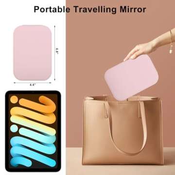 osteplus Travel Makeup Mirror with Lights with 3-Colors Adjustable Brightness,6.18''x 4.13" Portable Makeup Mirror, USB Charging 600mAh with Travel Vanity Mirror with Lights for Girls,Women by Pink